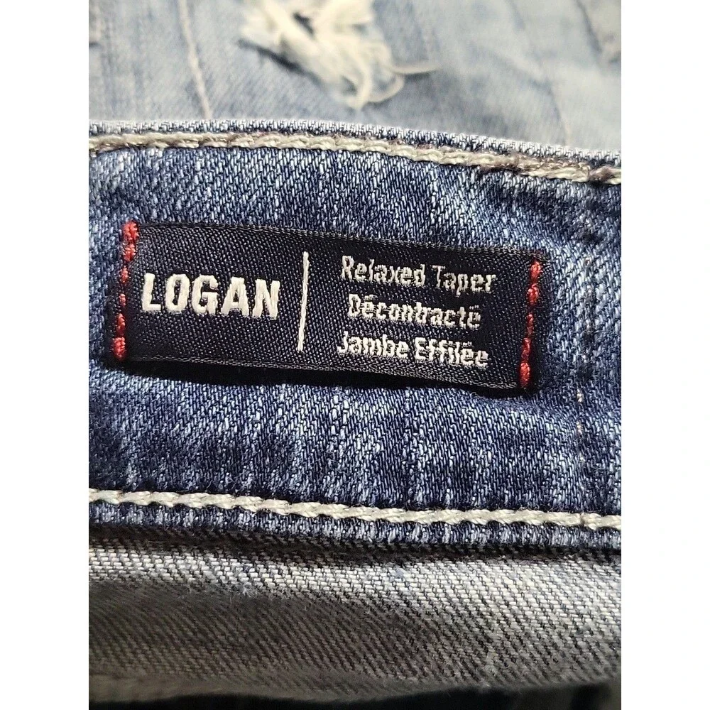 True Religion Double Knee Button Fly Light Blue Jeans Size Men 32x34 Distressed